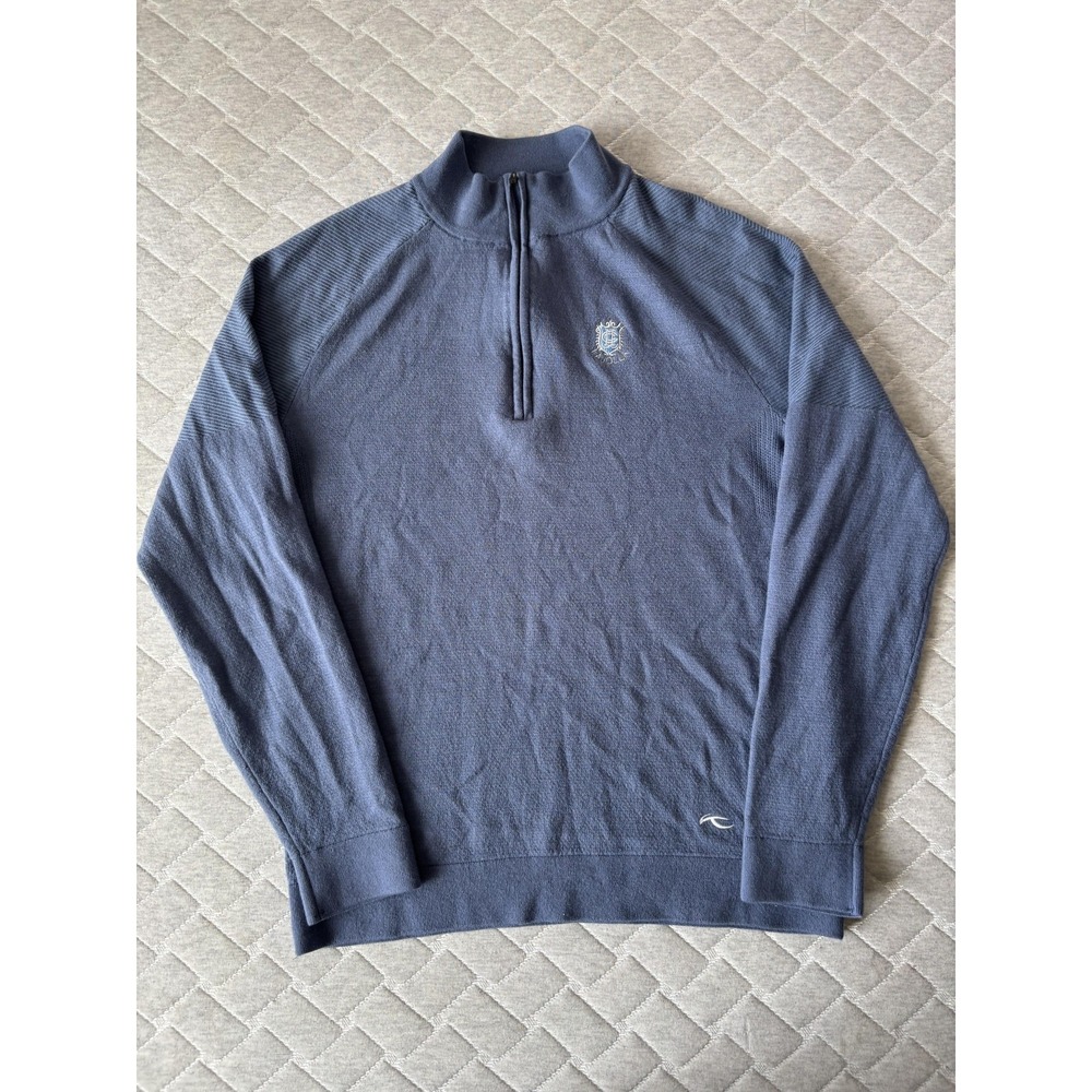 KJUS Sweater‎ Mens Medium Blue Wool Cashmere 1/2 Zip Mock Neck Golf Pullover